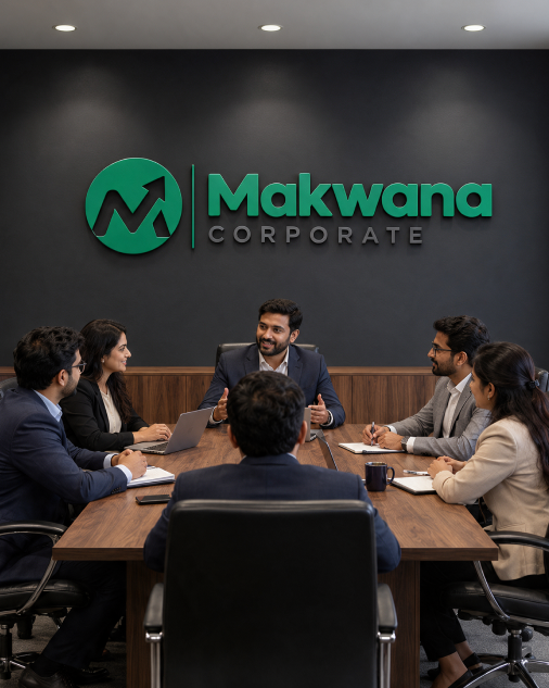 Makwana Corporate consultant discussing finances with a client